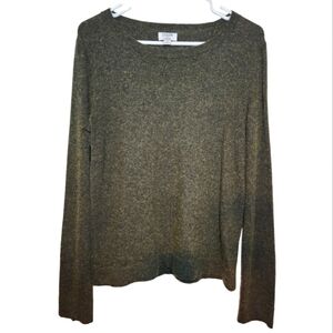 J. Crew Teddie Olive Green Long Sleeve Sweater Shirt Size M Wool Cotton Blend